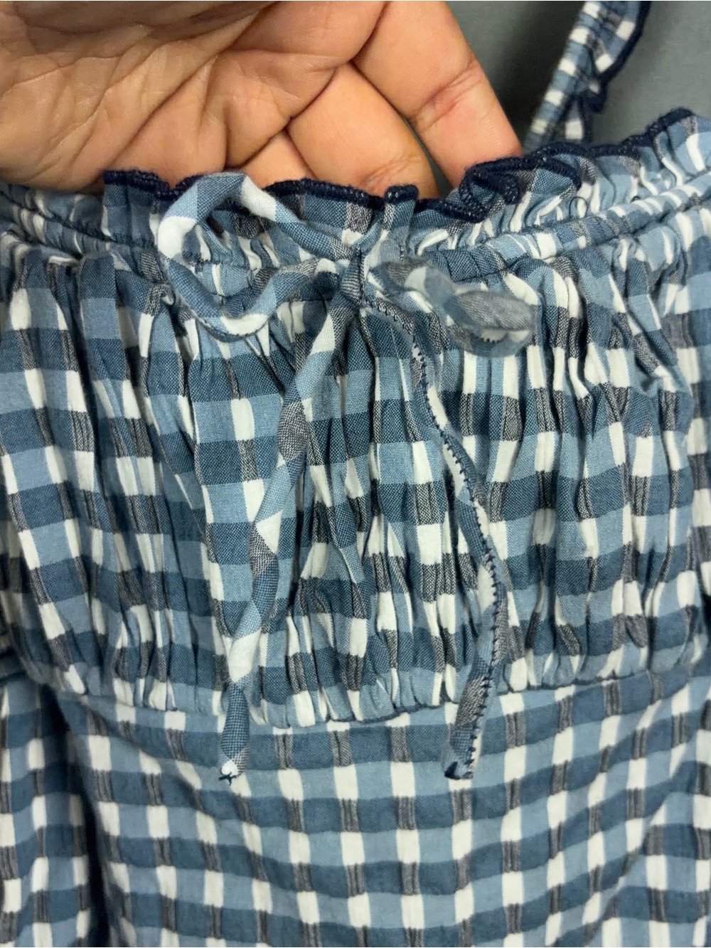 Free People Lucinda Gingham Midi Dress Size Large Blue Check Cottage Coastal NWT - Picture 5 of 14